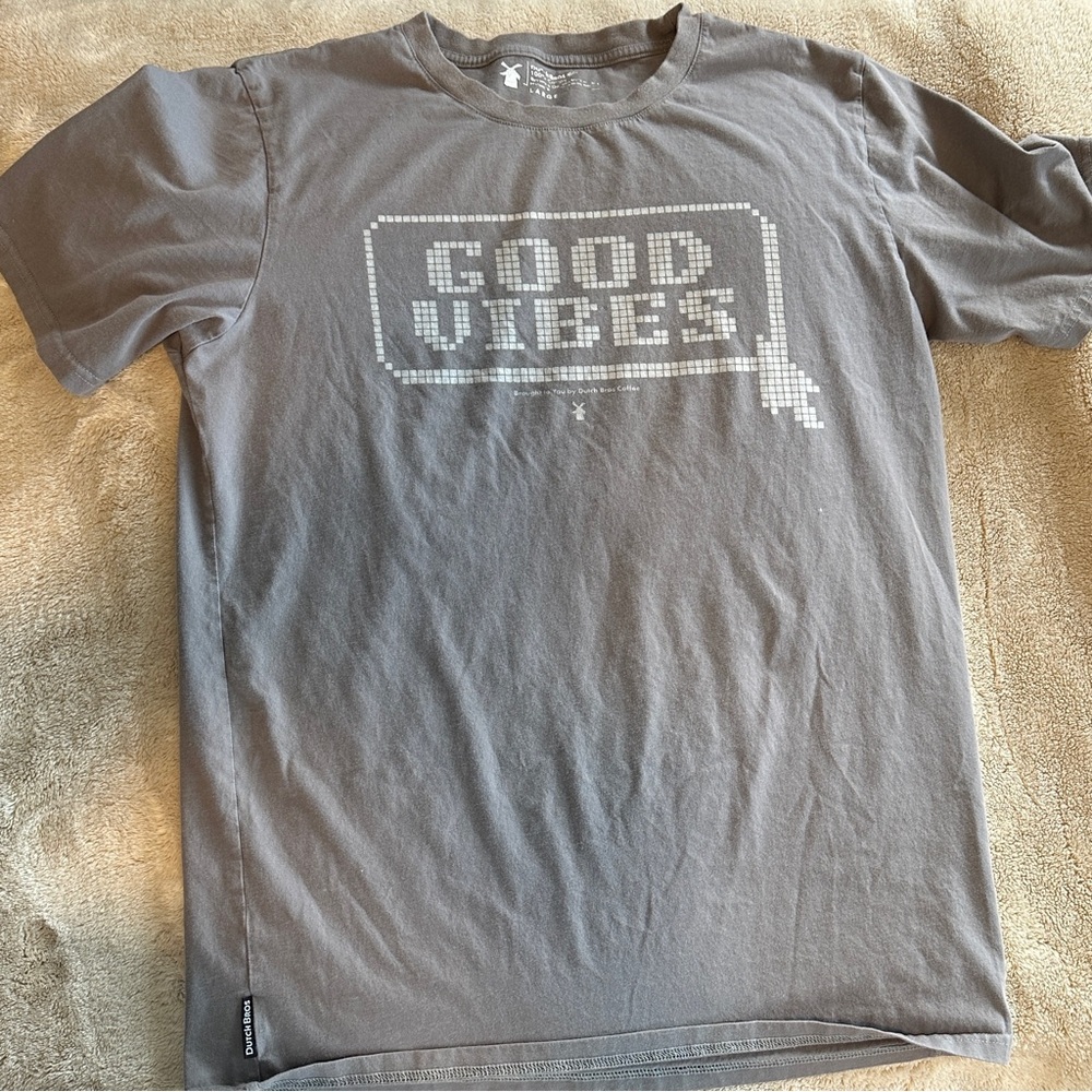 Dutch Bros Good Vibes Gray T Shirts Large Unisex